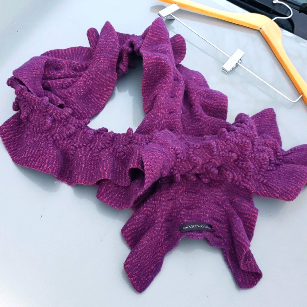 Smartworks hand-knitted Merino Wool ruffle boa Scarf Sonya Macintosh Artful Home